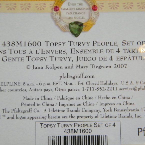 Pfaltzgraff Topsy Turvey People Circle of Friends butter Knives NIB - Picture 4 of 4